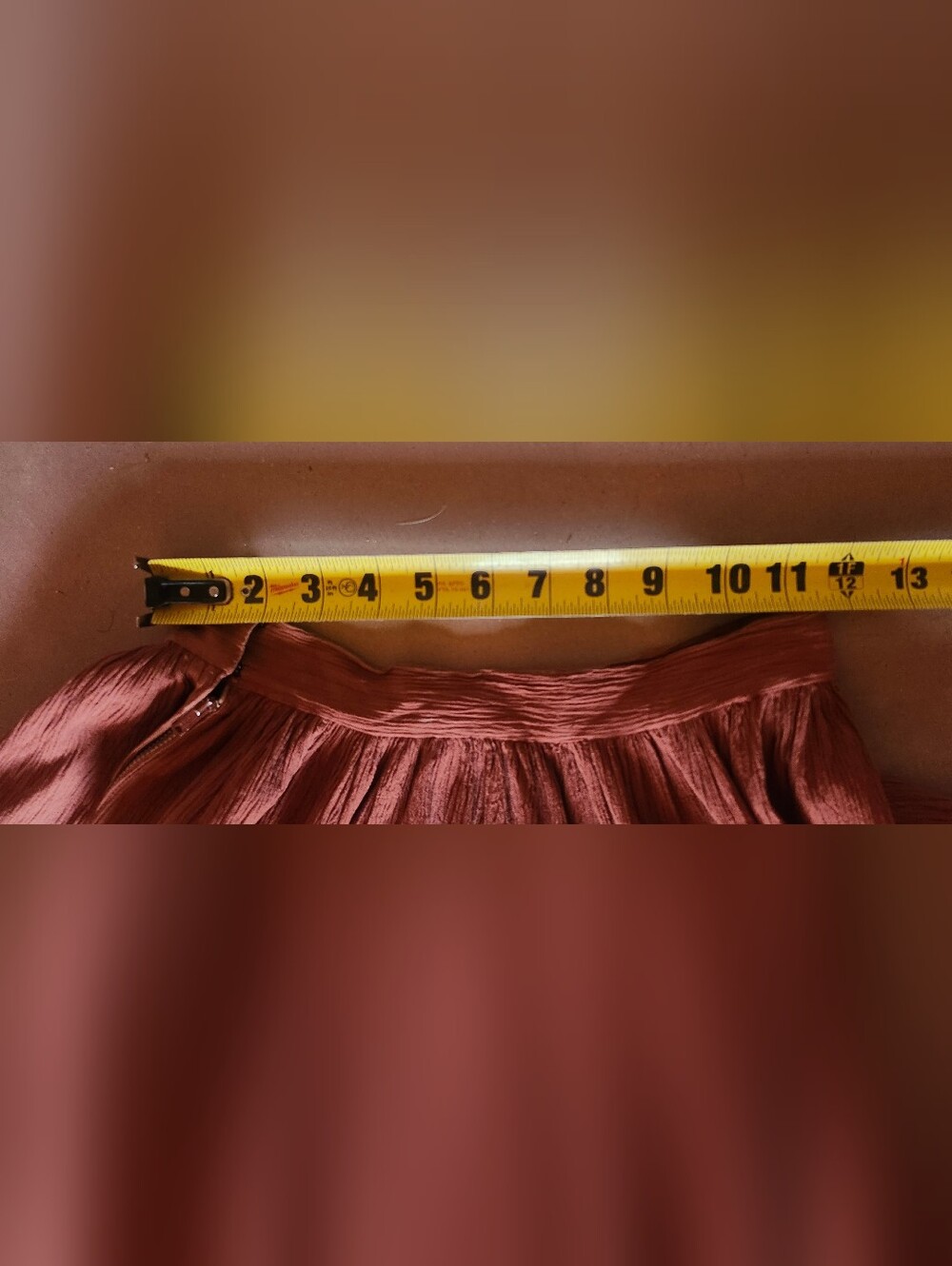 Vintage 50s 60s Brown Patio Circle Skirt W/ Metallic Trim XS Rockabilly Western - Picture 5 of 5